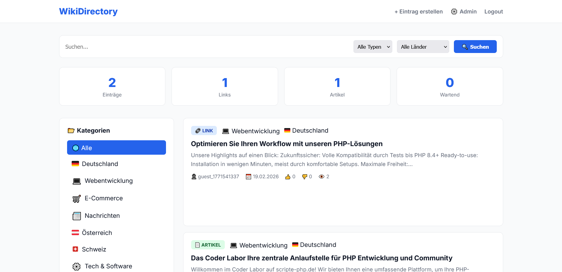 Hybrid Web-Verzeichnis & Wiki-System