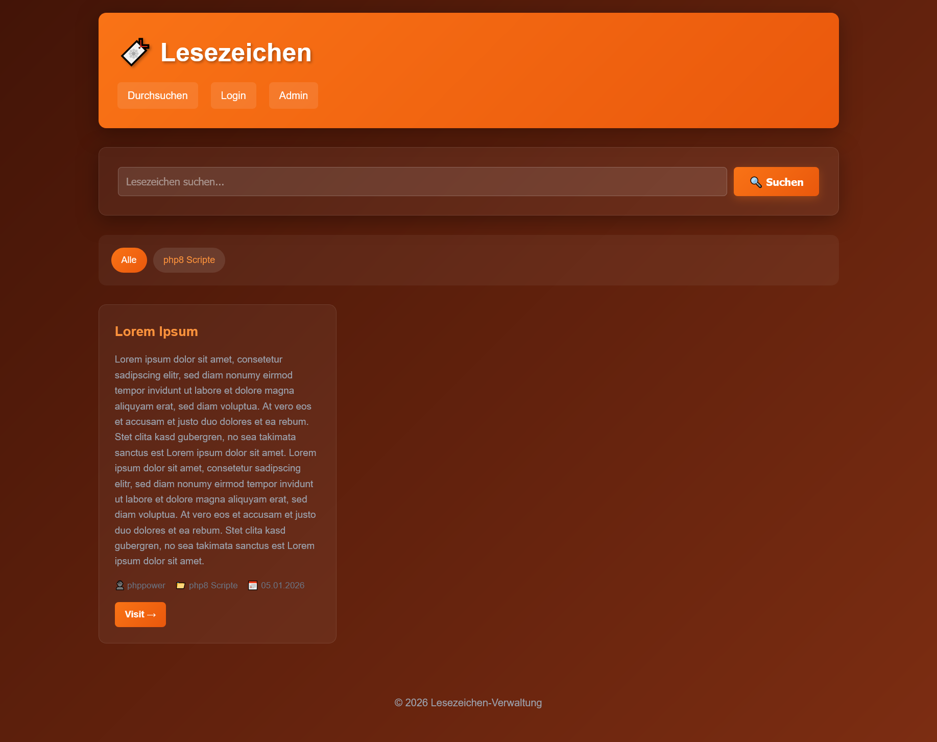 Lesezeichen-Verwaltung - Social Bookmark Portal
