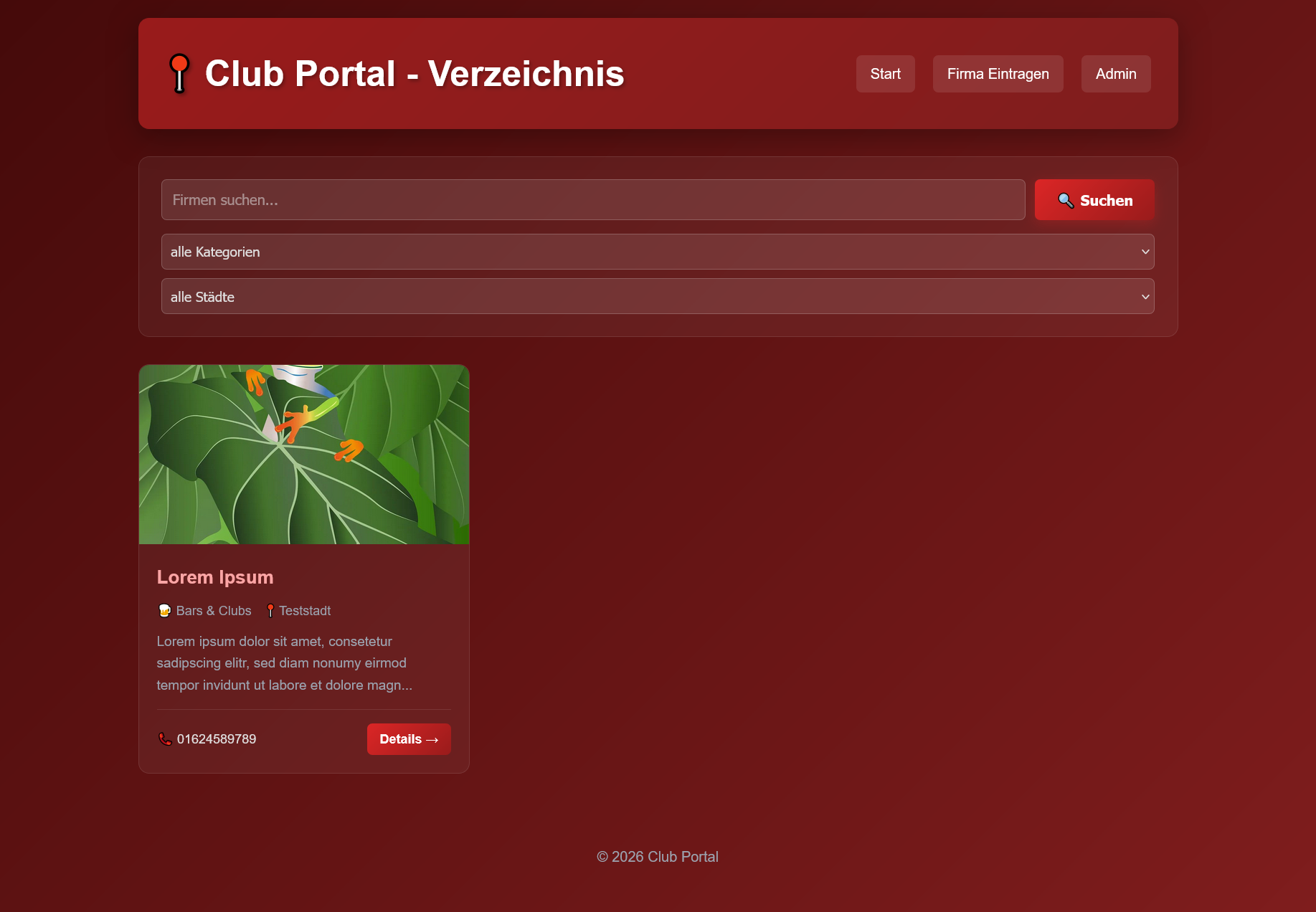 Club Portal - Verzeichnis