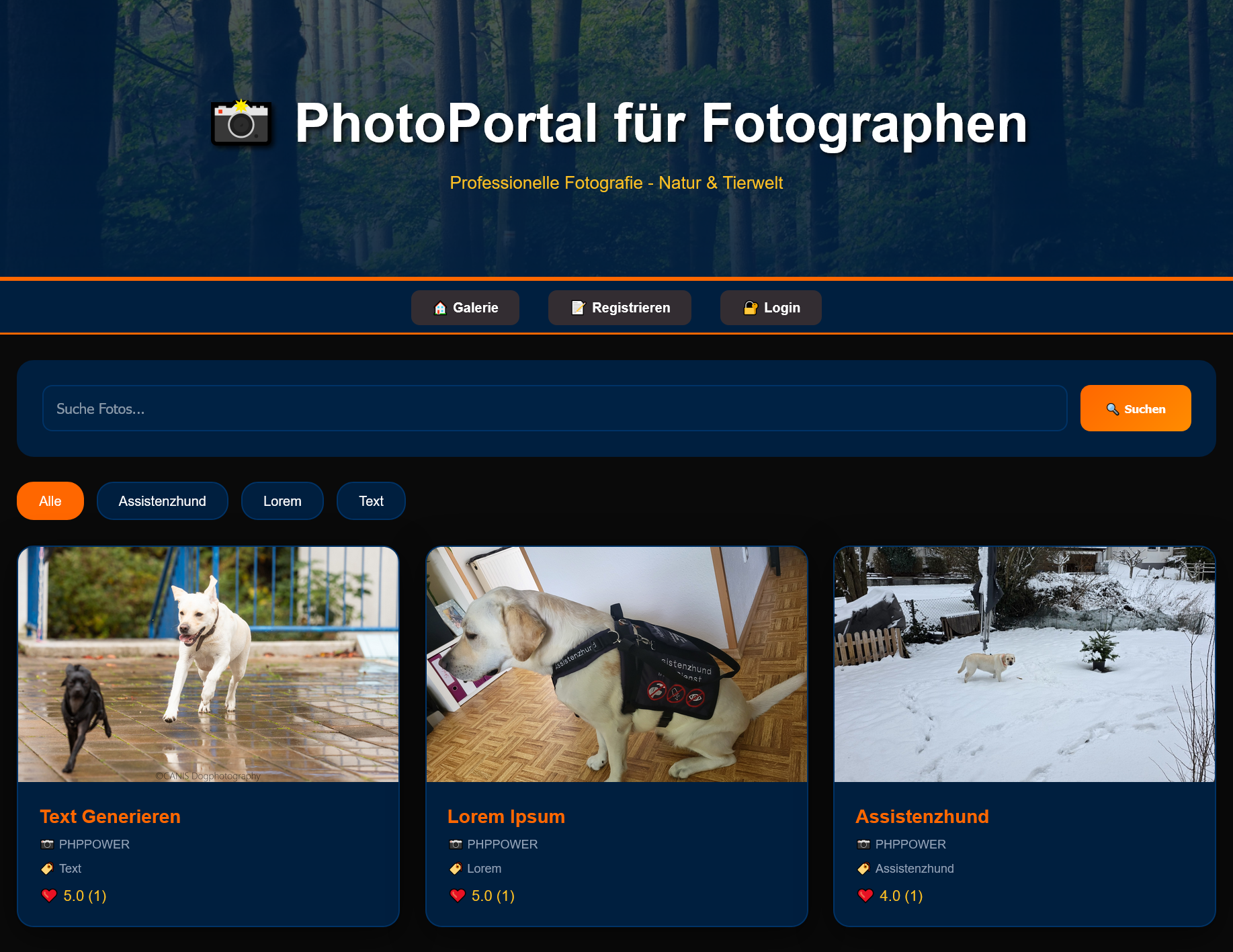 Foto Portal für Fotographen