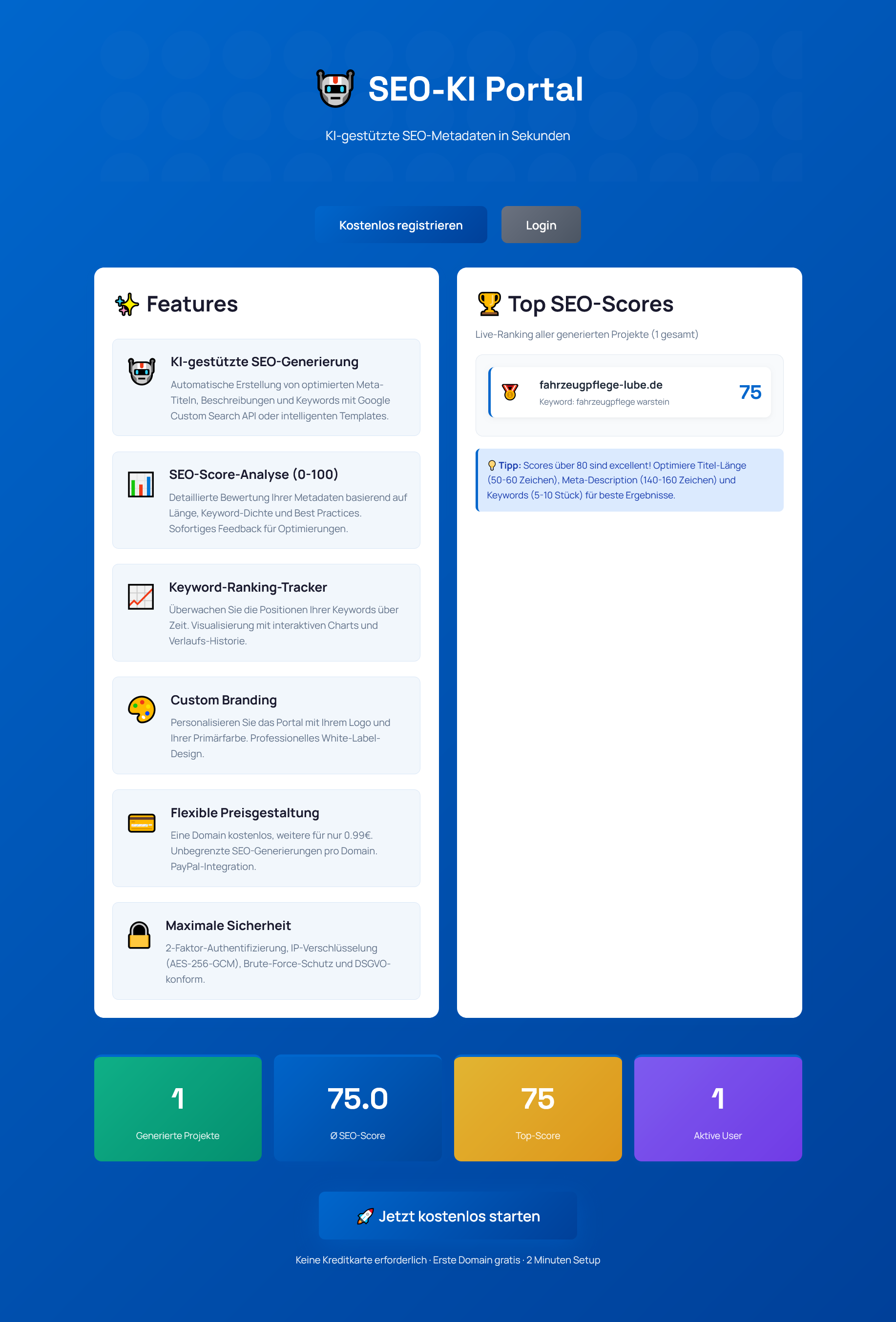 SEO-KI Portal - Automatische SEO-Optimierung