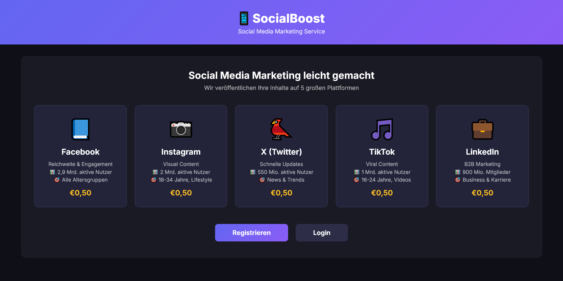 SocialBoost - Social Media Marketing Portal