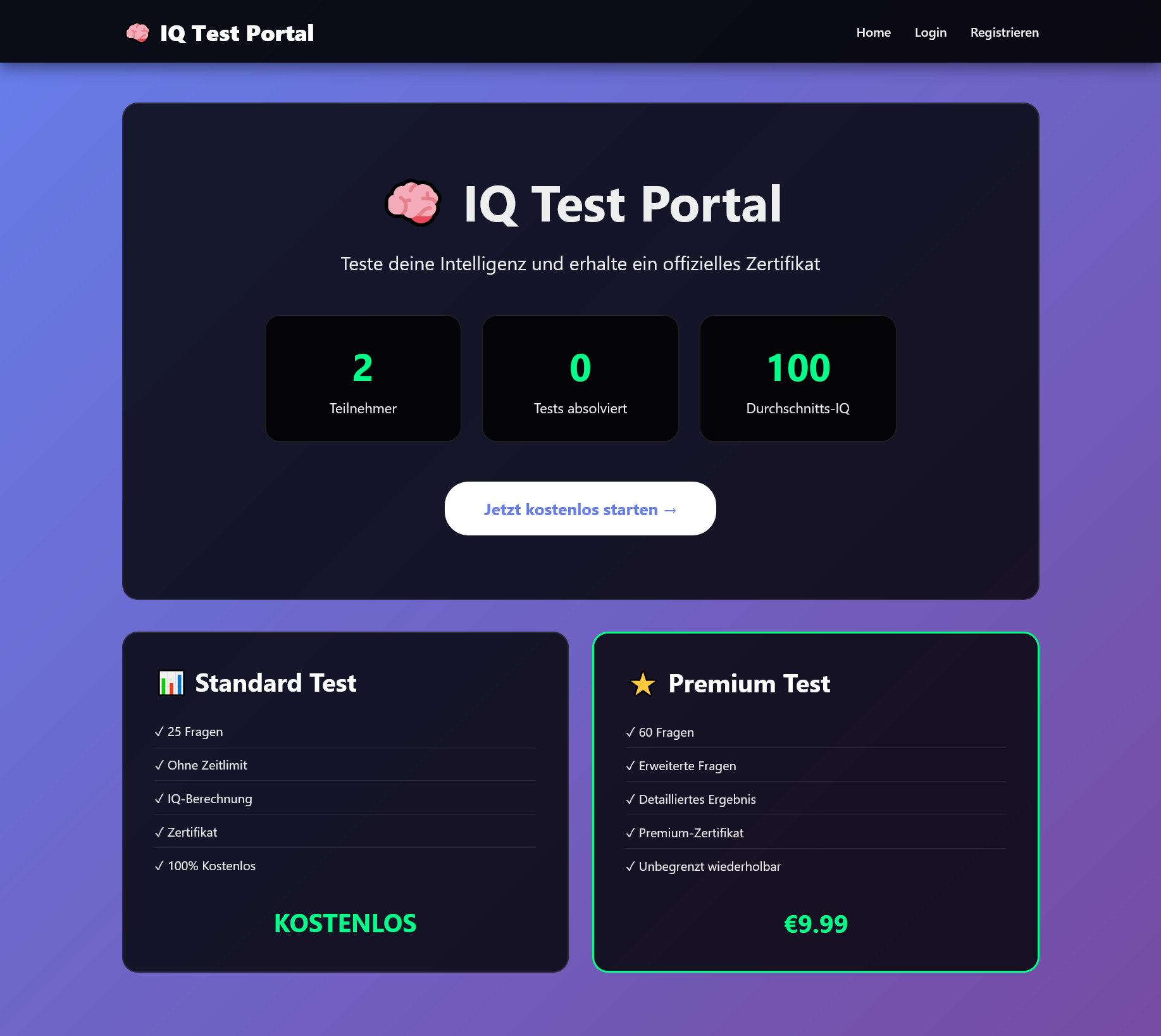 IQ Test Portal