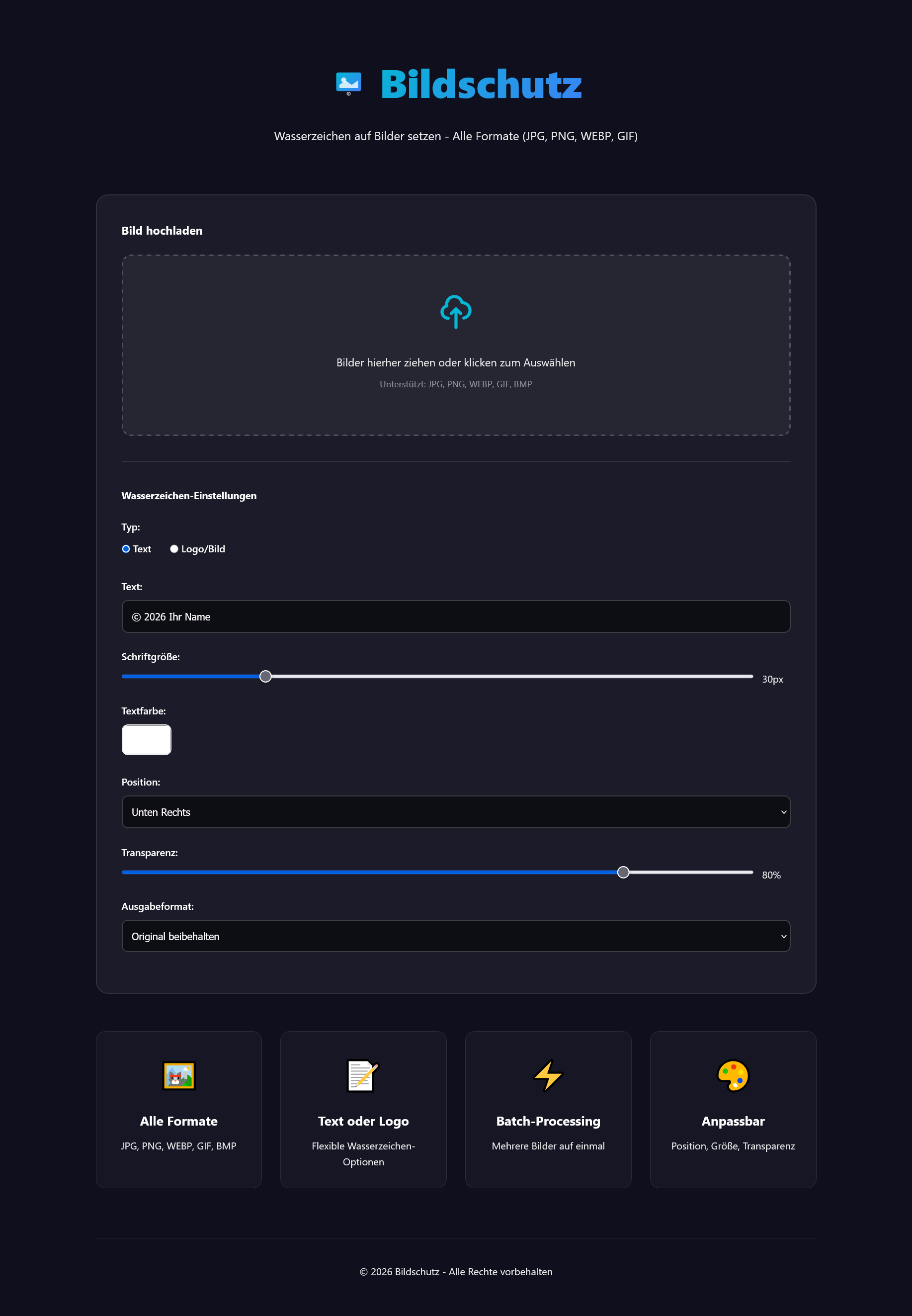 Bildschutz - Wasserzeichen auf Bilder