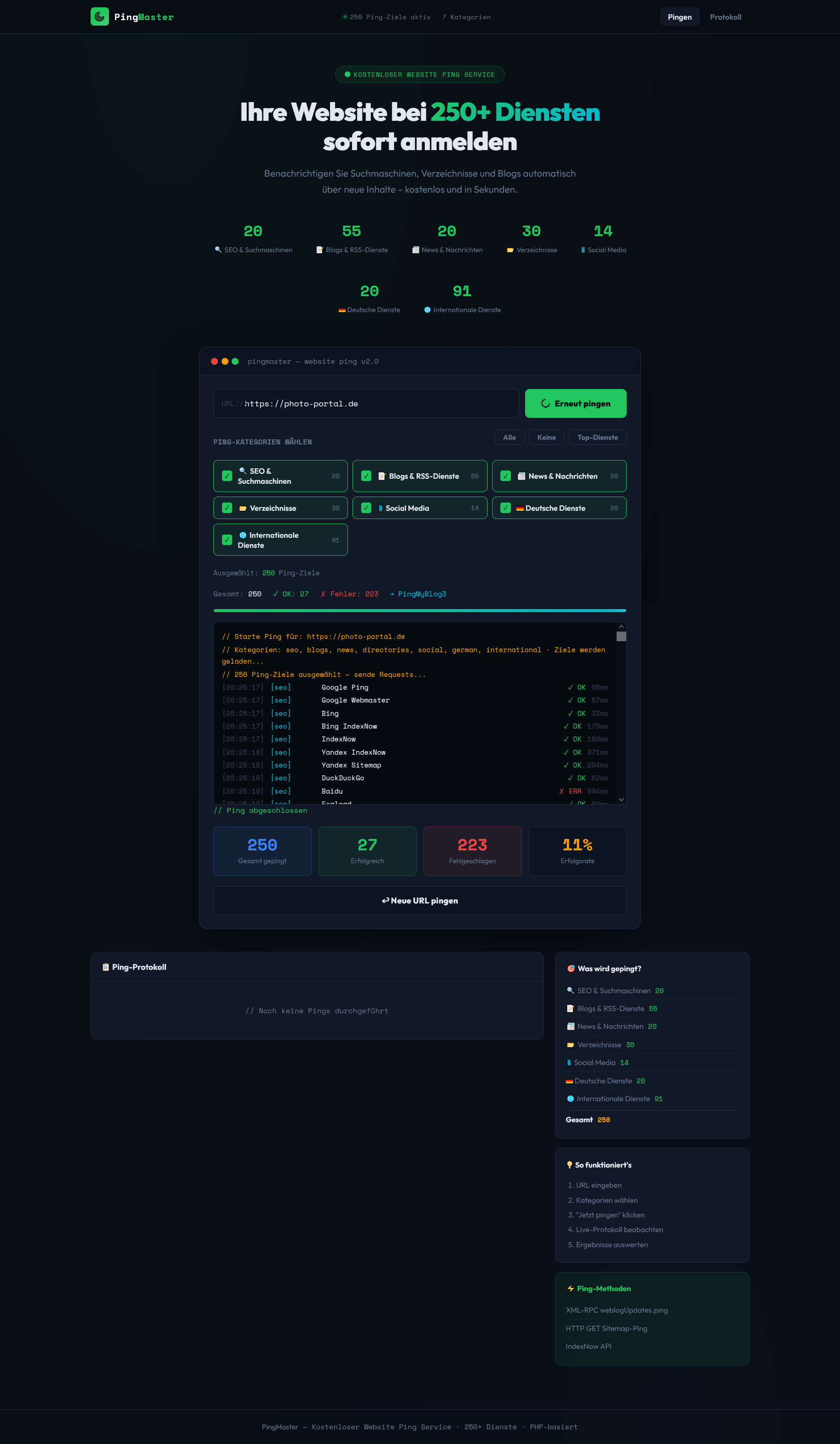 PingMaster – Website Ping Service