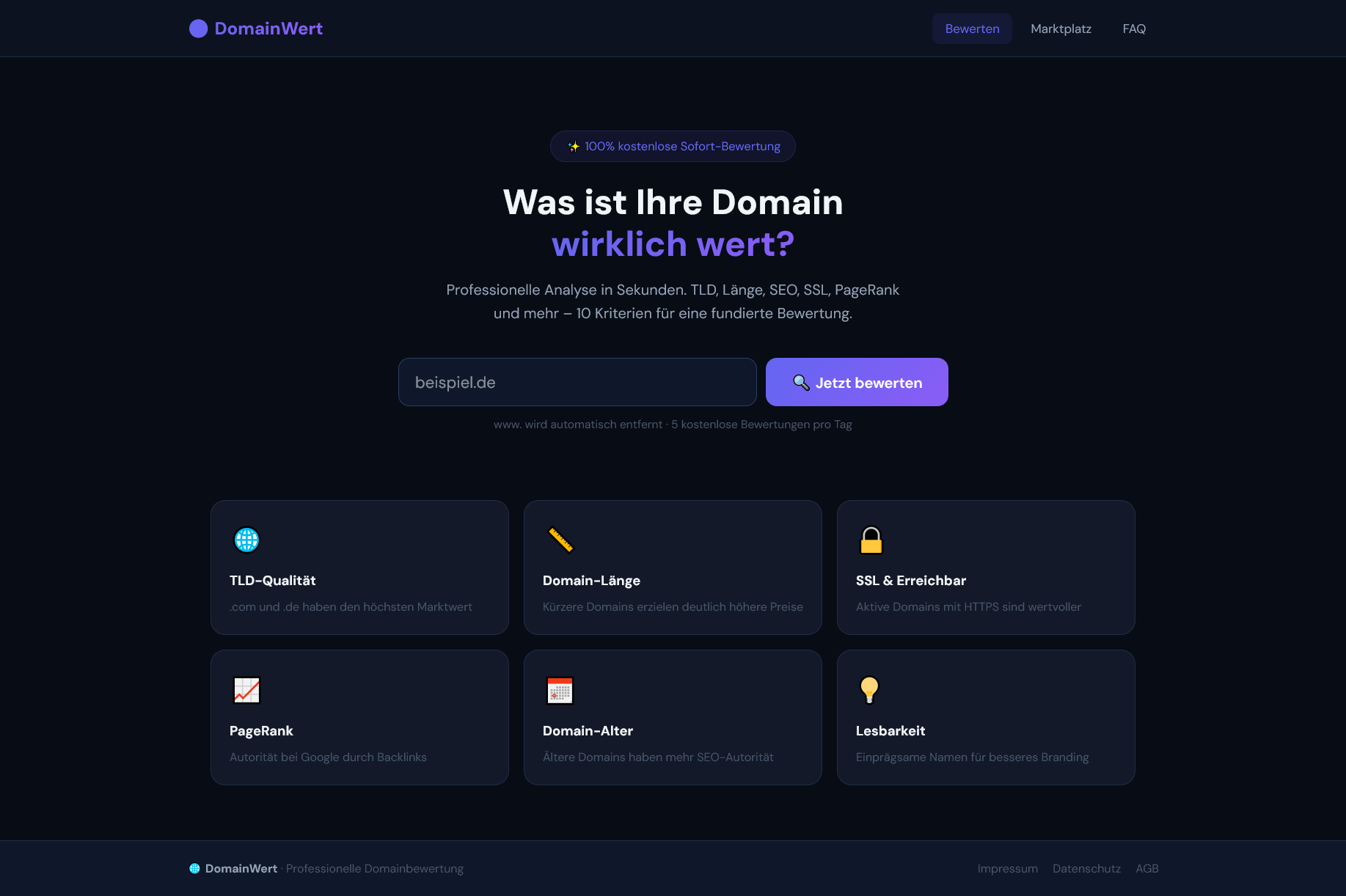 DomainWert – Professionelles Domainbewertungssystem