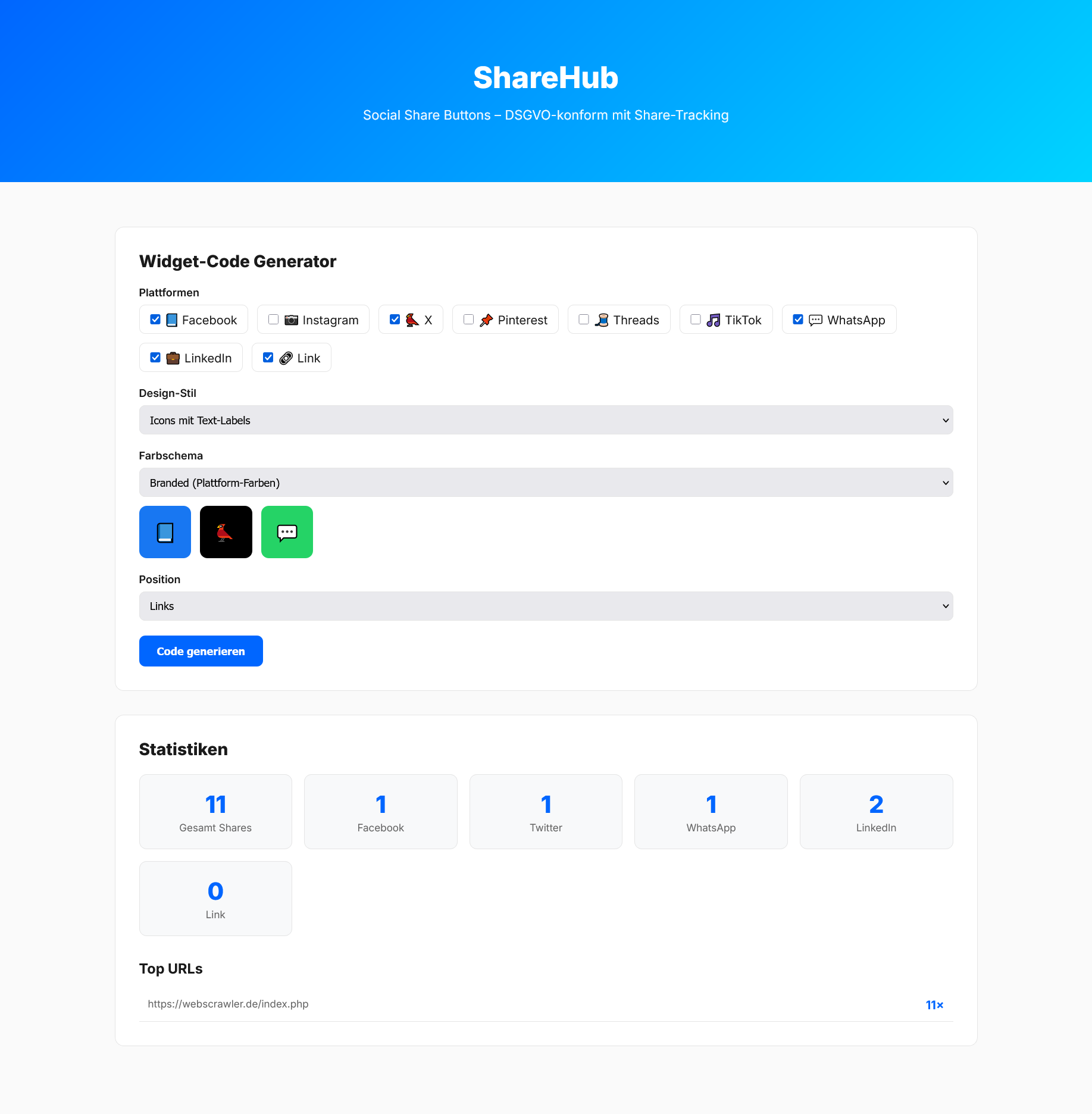 Social Share Buttons für Websites