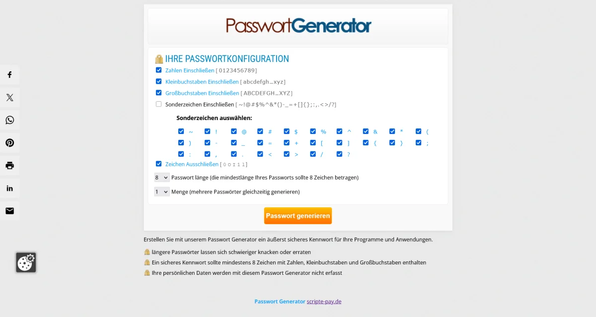 Passwort Generator - generieren Sie sich Ihr eigenes starkes Passwort